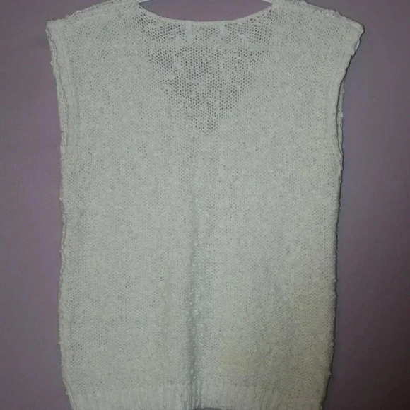Vintage Garland White Sleeveless Sweater Small, Cable Knit Vest, Shirt - Picture 7 of 12